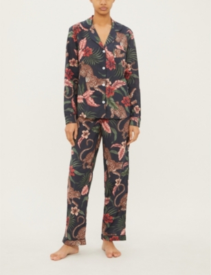 Shop Desmond And Dempsey Women's Navy Soleia Cotton Pyjama Set
