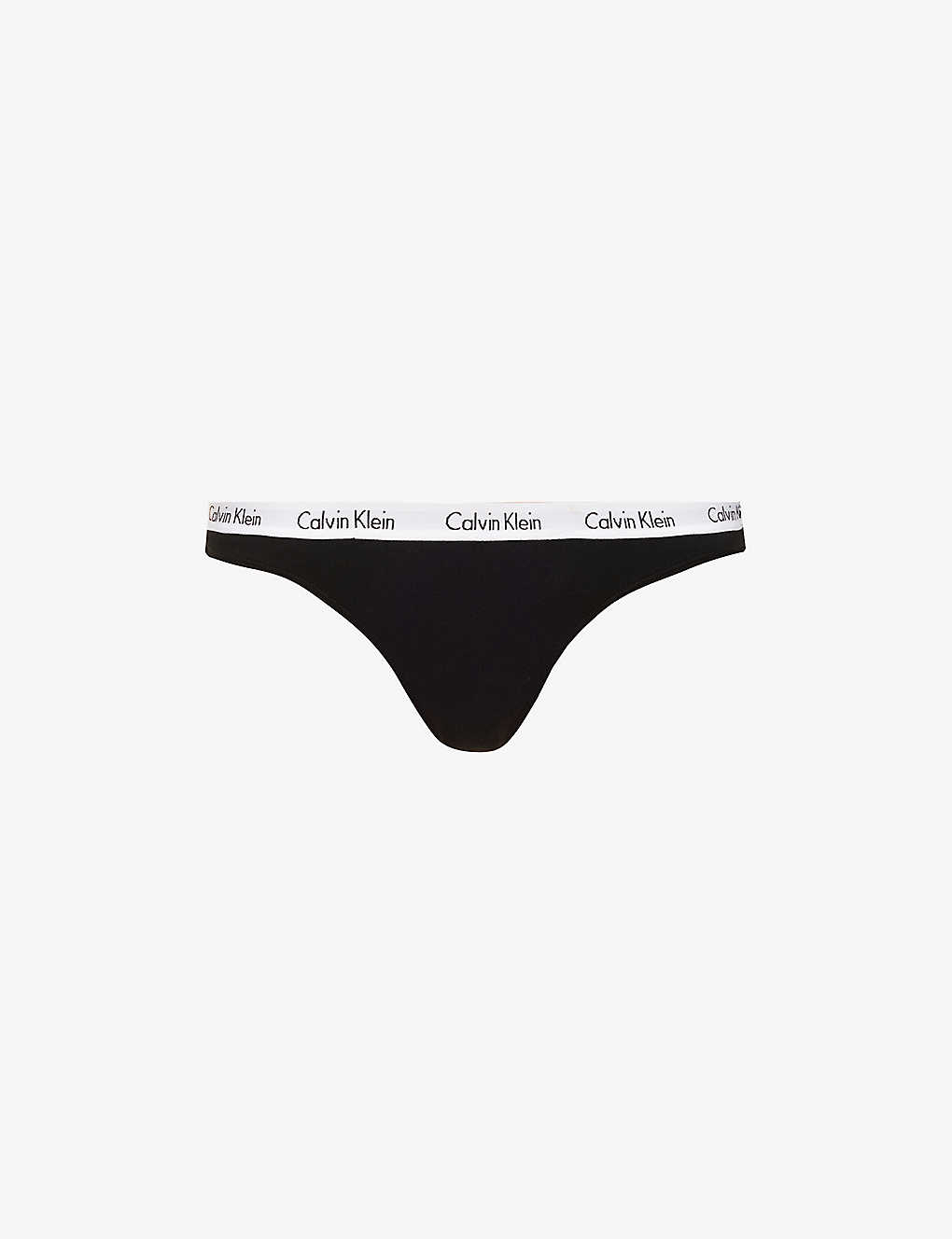 Calvin Klein Carousel Cotton-jersey Thong In 001 Black