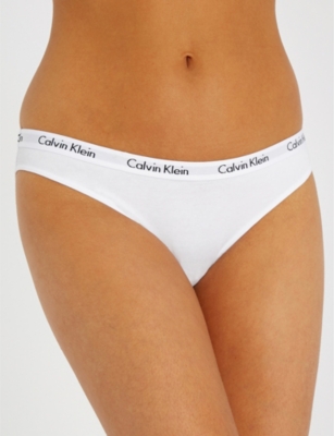 Calvin Klein - Women's Bikini Briefs - Pack x3 - Carousel - Cotton (90%),  Elastane (10%) - Black & White - Cotton Stretch Jersey - Medium Rise Waist  - Calvin Klein Womens Underwear - Size XS : : Fashion