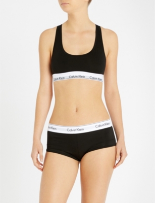 Calvin Klein Modern Stretch-cotton Bralette In 001 Black