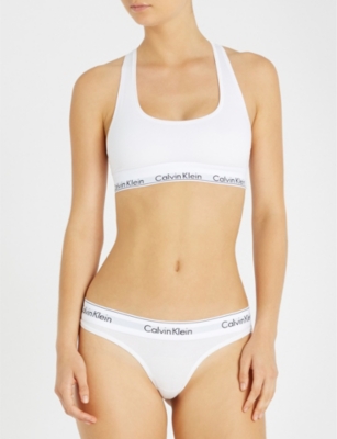 CALVIN KLEIN CALVIN KLEIN WOMEN'S 100 WHITE MODERN STRETCH-COTTON BRALETTE,53007513