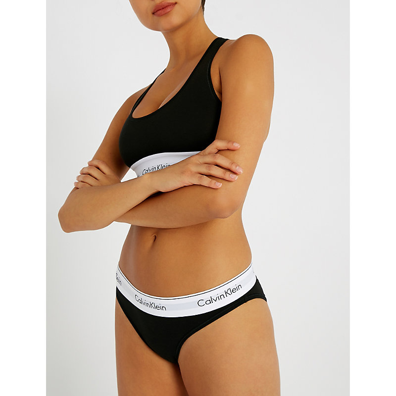 Shop Calvin Klein Women's 001 Black Modern Stretch-cotton Bikini Briefs