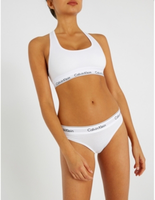 Shop Calvin Klein Women's 100 White Modern Stretch-cotton Bikini Briefs