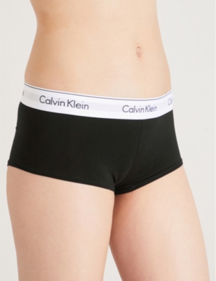 Calvin Klein Modern Cotton Jersey Boy Shorts In Black