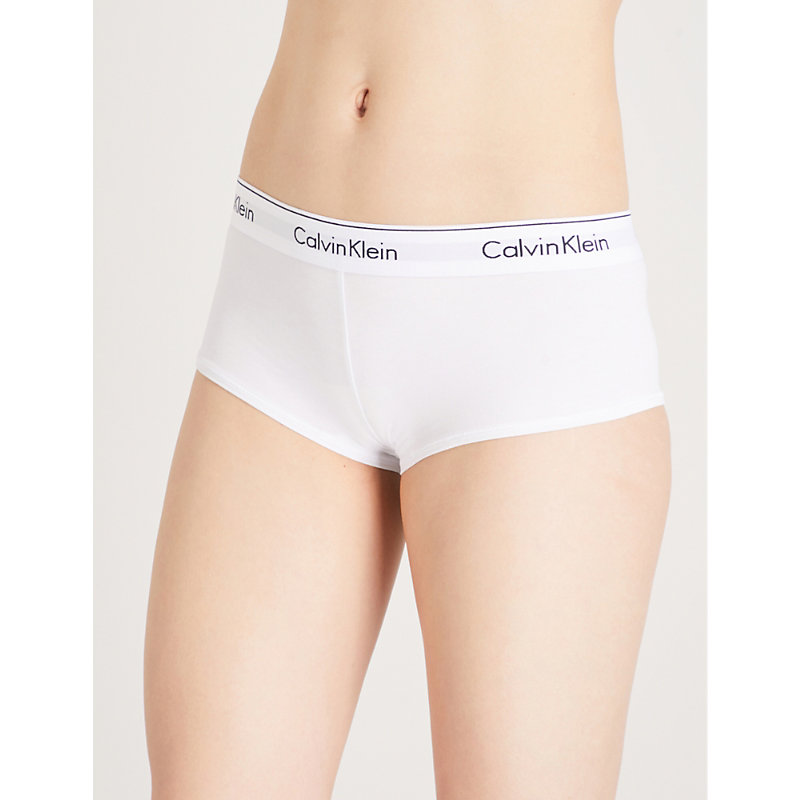 Shop Calvin Klein Modern Cotton Jersey Boy Shorts In White