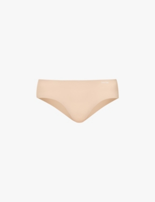 Calvin Klein Womens Light Caramel Invisibles Jersey Thong