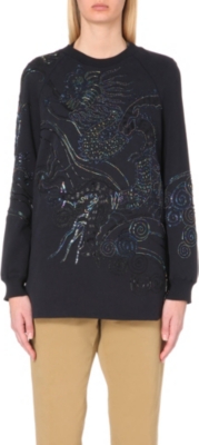 DRIES VAN NOTEN   Hobb embellished cotton jersey sweatshirt