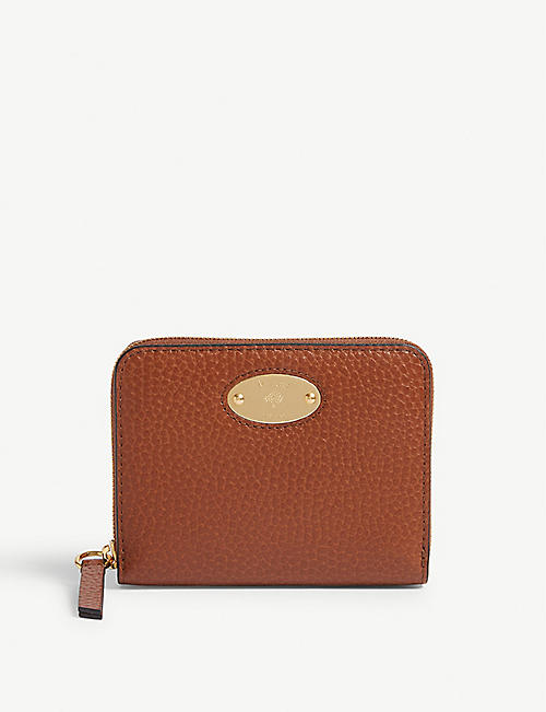 MULBERRY: Brand-engraved plaque small leather wallet