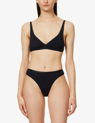 Shop Hanro Womens  Sensation Soft Cup Stretch-cotton Bra In 0019 Black