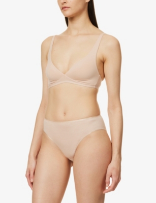 Shop Hanro Sensation Soft Cup Stretch-cotton Bra In 0274 Beige