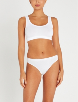 Hanro Seamless Midi Stretch-cotton Briefs In 0101 White