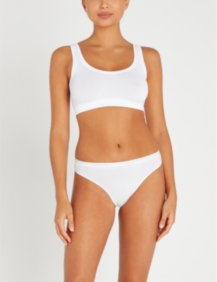 Shop Hanro Women's 0101 White Seamless Midi Stretch-cotton Briefs