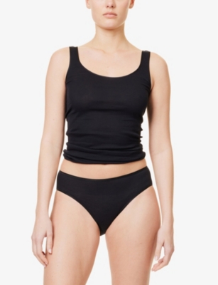 Hanro Womens Black Seamless Midi Cotton-jersey Briefs In Black