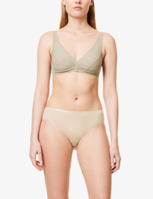 Shop Hanro Womens Iced Cappuccino Seamless Midi Cotton-jersey Briefs