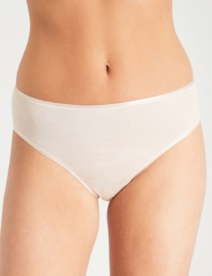 Shop Hanro Seamless Midi Cotton Briefs In Skin
