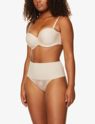 Spanx Womens Soft Nude Undie-tectable High-rise Jersey Thong In Soft Nude