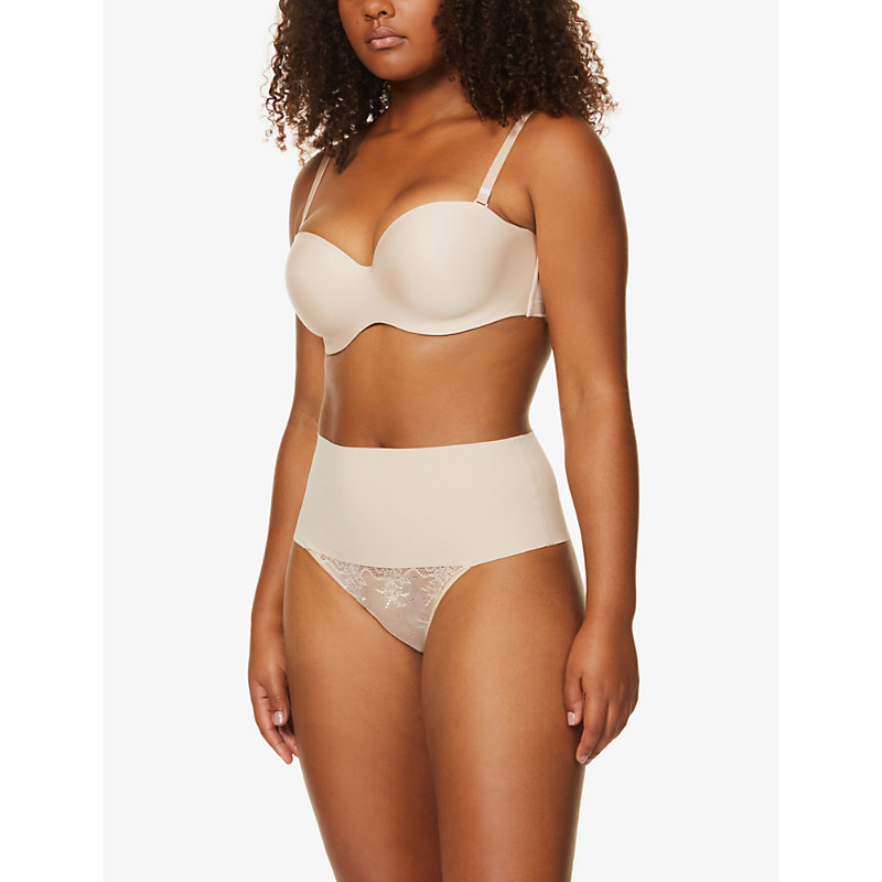 Shop Spanx Womens Soft Nude (beige) Undie-tectable High-rise Jersey Thong