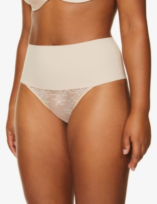 Spanx Womens Soft Nude Undie-tectable High-rise Jersey Thong