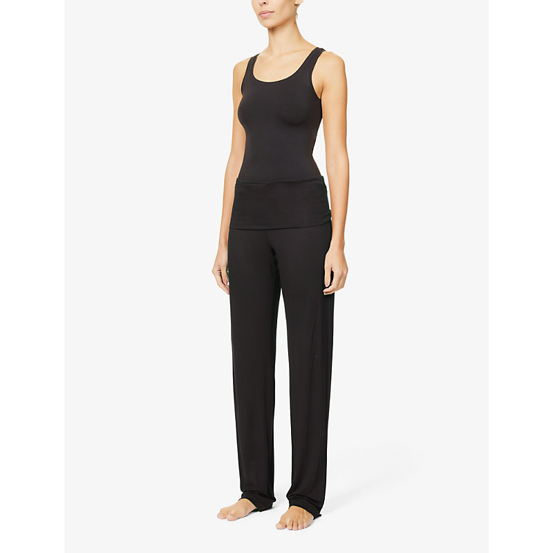 Shop Hanro Women's Black Touch Feeling Stretch-woven Vest Top
