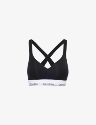 Calvin Klein Women’s Black Modern Lift Cotton-Jersey Bralette, Size: M