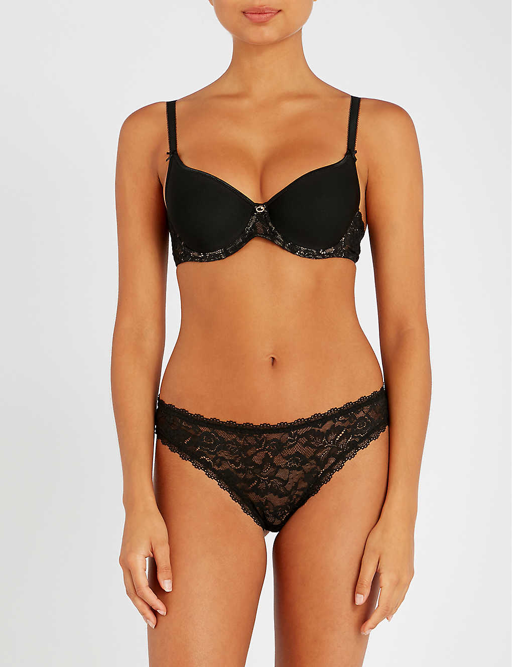 Shop Aubade Rosessence Spacer And Lace Bra In Noir