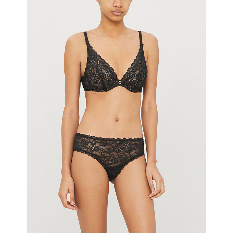 Shop Aubade Rosessence Underwired Lace Bra In Noir (black)