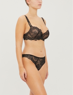 Aubade Danse Moulded Plunge Lace Bra In Black