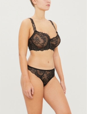 Shop Aubade Women's Black Danse Des Sens Comfort Half-cup Lace Bra