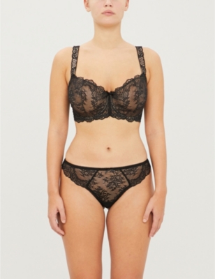 Aubade Danse Des Sens Comfort Half-cup Lace Bra In Black