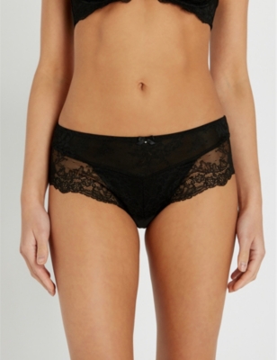 Panache Ava Floral-lace And Mesh Briefs In Black