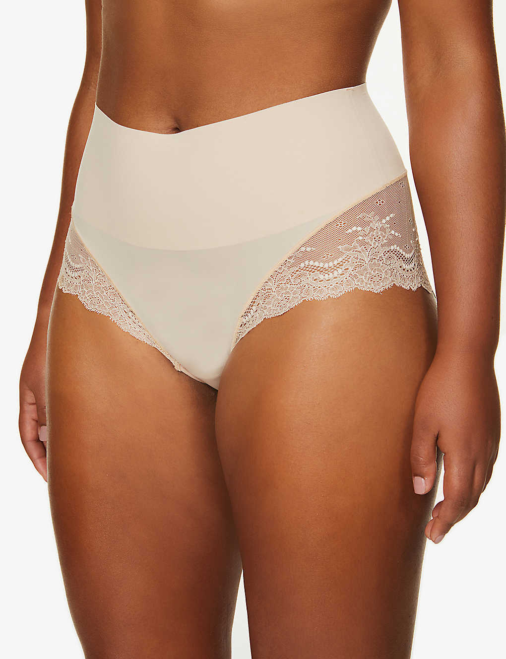 Shop Spanx Women's Soft Nude Undie-tectable Floral-lace Hipster Briefs In Soft Nude (beige)