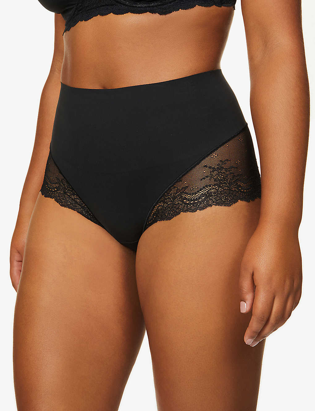 Shop Spanx Womens Very Black Undie-tectable Floral-lace Hipster Briefs