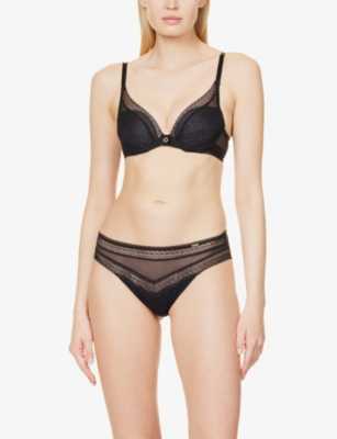 Chantelle Womens Black Festivite Tanga Brief In Black