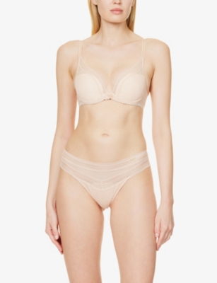 Chantelle Womens Golden Beige Festivite Tanga Brief In Golden Beige