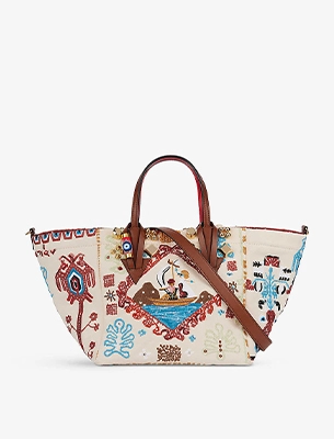 Greekaba cotton and leather tote bag