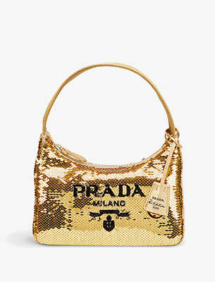 Re Edition Mini Embellished Shoulder Bag in Gold - Prada