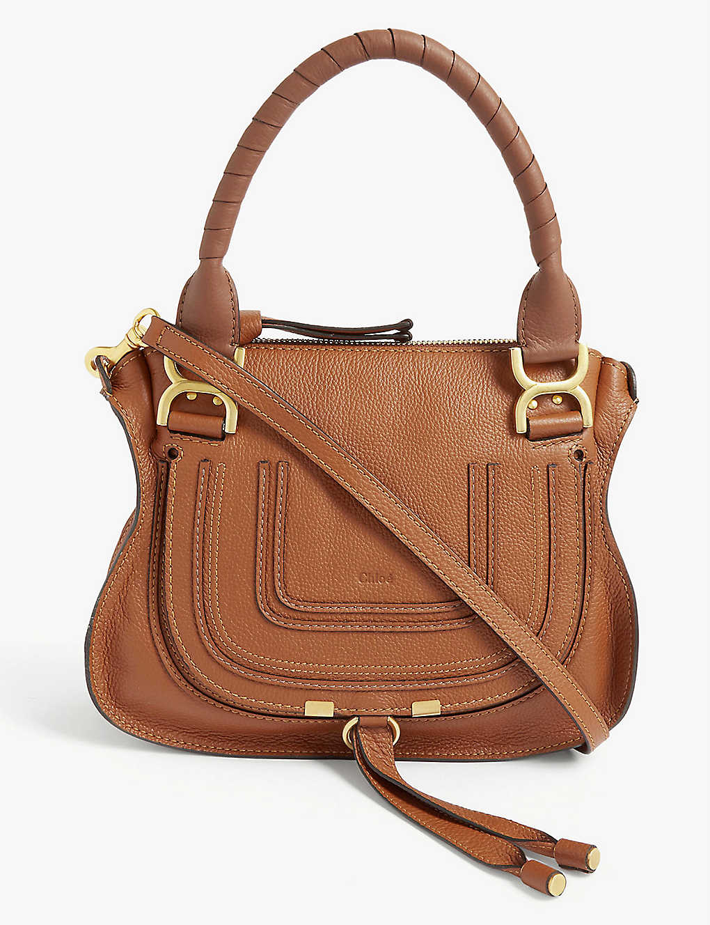 Chloé Marcie Leather Cross-body Bag In Tan