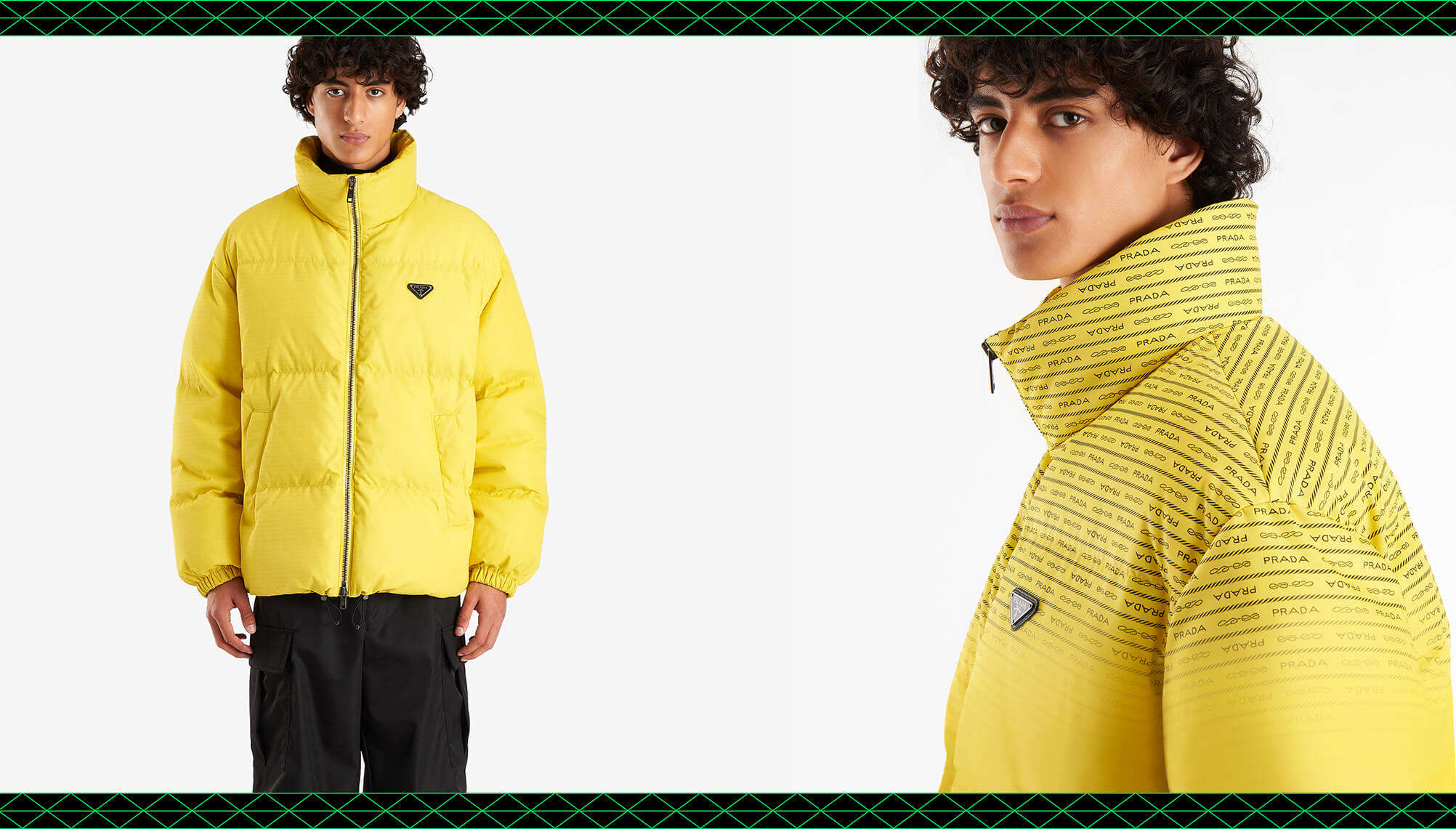 prada puffer jacket yellow