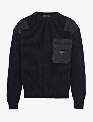 Buy Prada Black Triangle Logo Cargo Shirt in Re-Nylon for Men in Kuwait