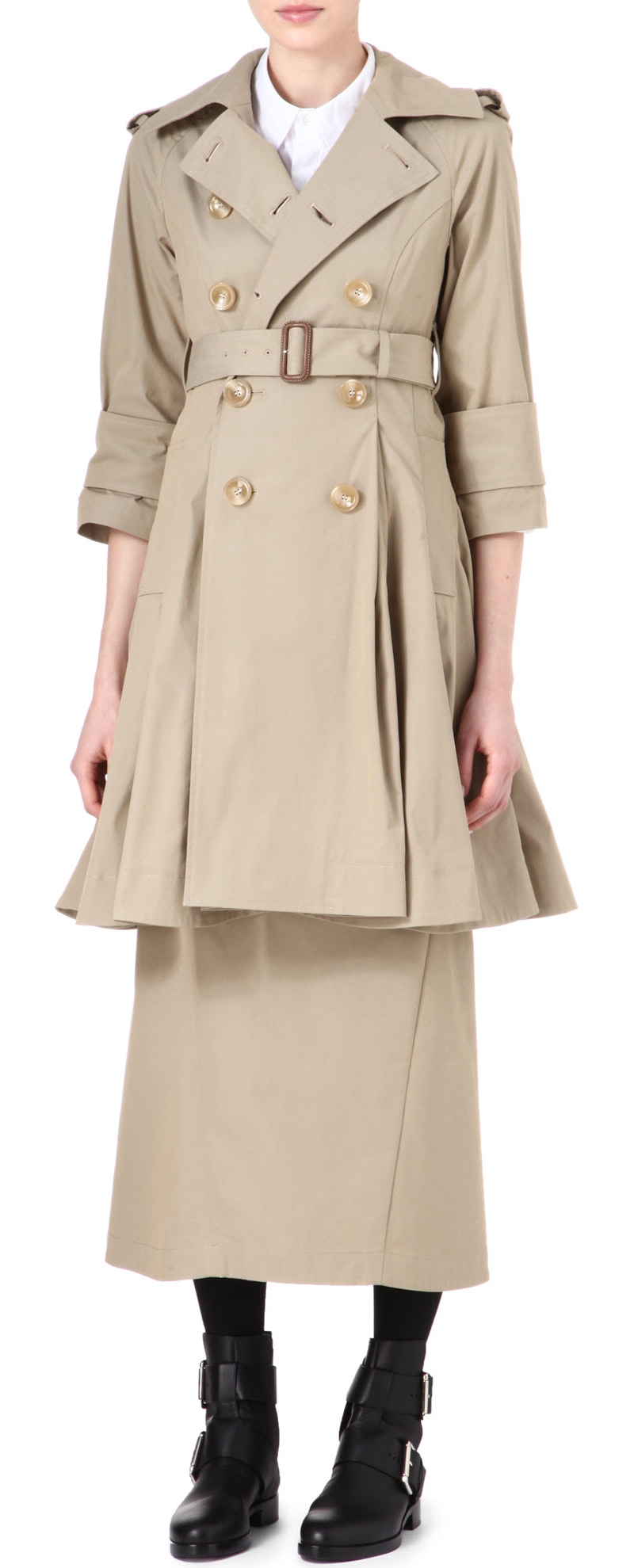 YOHJI YAMAMOTO   Pleated skirt trench coat