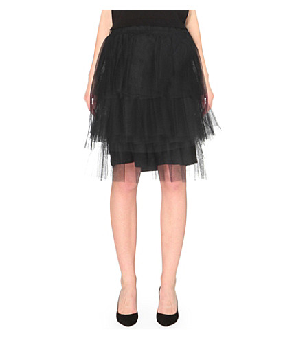 SIMONE ROCHA Layered Tulle Mini Skirt, Black | ModeSens