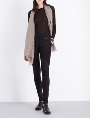 ISABEL BENENATO Skinny high-rise leather biker trousers