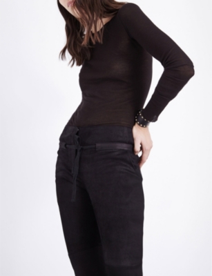 ISABEL BENENATO Skinny high-rise leather biker trousers