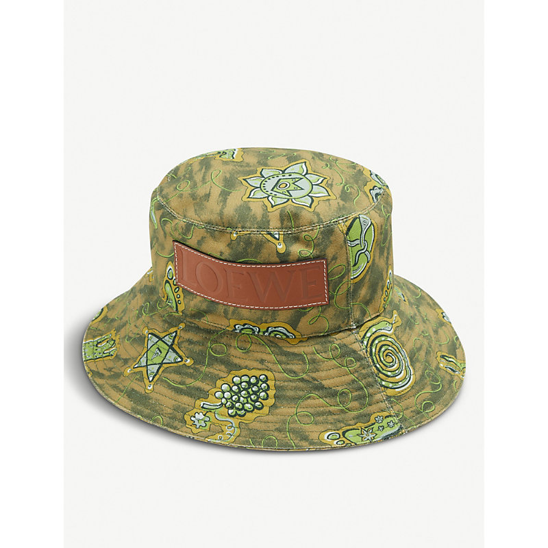 X Paula's Ibiza Printed Cotton Bucket Hat In Green