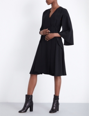 CHALAYAN Split-Sleeve Crepe Dress, Black | ModeSens