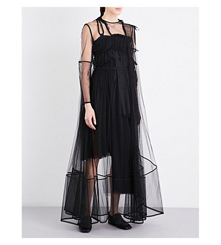 PHOEBE ENGLISH Panelled Tulle Gown, Black | ModeSens