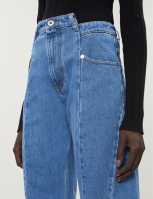 Maison Margiela Cutout Waist High Rise Wide Leg Jeans Selfridges Com