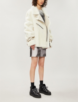 Nicole Benisti Greenwich Boxy Shearling Jacket In Pearl