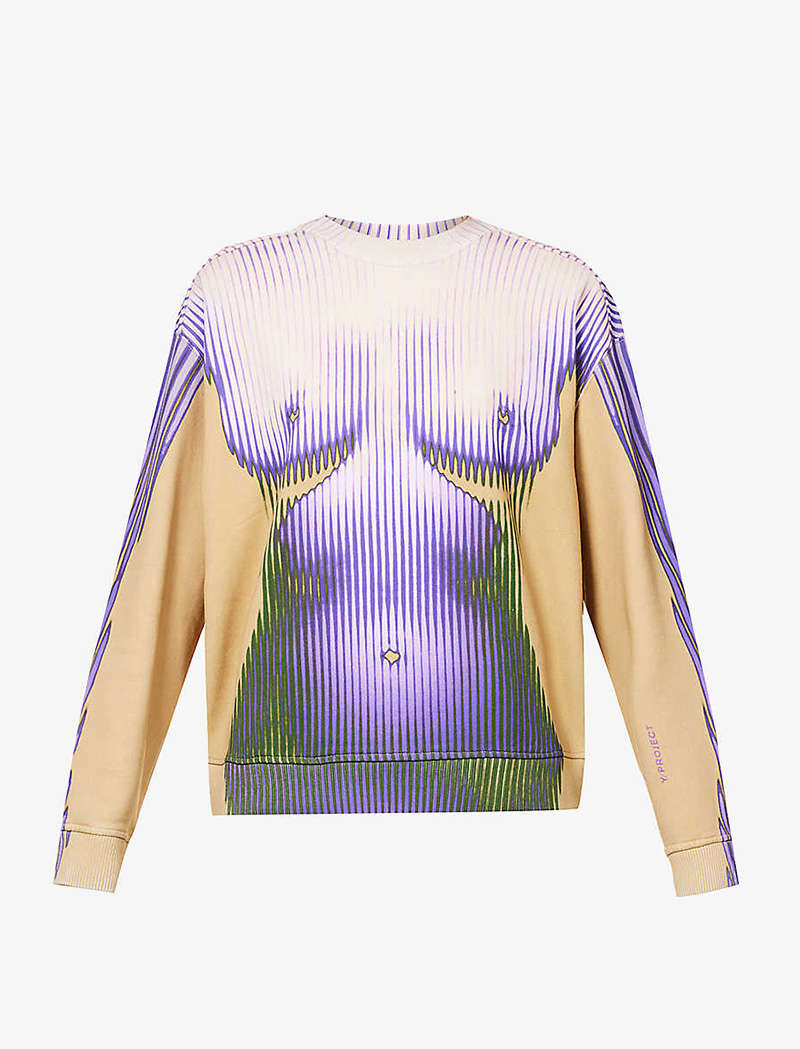 Green & Purple 'The Body Morphing Crop' Long Sleeve T-Shirt by