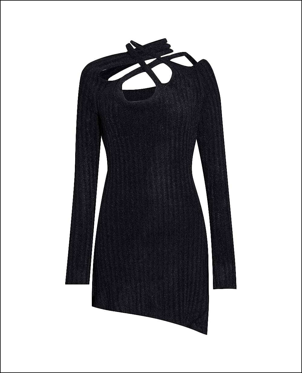 ottolinger-asymmetric-neckline-brushed-texture-knitted-mini-dress